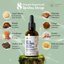 Load image into Gallery viewer, HAPPY FOX Irish Sea Moss Capsules &amp; Mushroom Complex - Organic Seamoss with Adaptogens for Brain Health, 1500mg, 90 Vegan Capsules, Organic Mushroom Supplement
