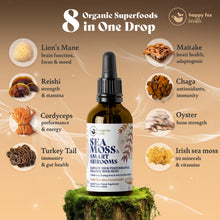 Load image into Gallery viewer, HAPPY FOX Irish Sea Moss Capsules &amp; Mushroom Complex - Organic Seamoss with Adaptogens for Brain Health, 1500mg, 90 Vegan Capsules, Organic Mushroom Supplement

