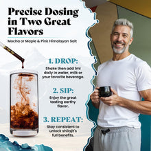 Load image into Gallery viewer, Pure Himalayan Shilajit &amp; Irish Sea Moss Liquid Drops, 85+ Trace Minerals, 60% Fulvic Acid in Great Tasting Mocha Flavor. High Grade Healing Boosts Vitality, Productivity &amp; Collagen
