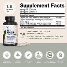 Load image into Gallery viewer, HAPPY FOX Irish Sea Moss Capsules with Burdock Root &amp; Bladderwrack - Alternative to Seamoss Gummies or Powder, 90 Vegan Capsules, Made in USA
