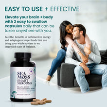 Load image into Gallery viewer, HAPPY FOX Irish Sea Moss Capsules &amp; Mushroom Complex - Organic Seamoss with Adaptogens for Brain Health, 1500mg, 90 Vegan Capsules, Organic Mushroom Supplement
