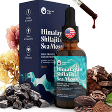 Load image into Gallery viewer, Pure Himalayan Shilajit &amp; Irish Sea Moss Liquid Drops, 85+ Trace Minerals, 60% Fulvic Acid in Great Tasting Mocha Flavor. High Grade Healing Boosts Vitality, Productivity &amp; Collagen
