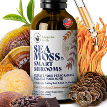 Load image into Gallery viewer, HAPPY FOX Irish Sea Moss Capsules &amp; Mushroom Complex - Organic Seamoss with Adaptogens for Brain Health, 1500mg, 90 Vegan Capsules, Organic Mushroom Supplement
